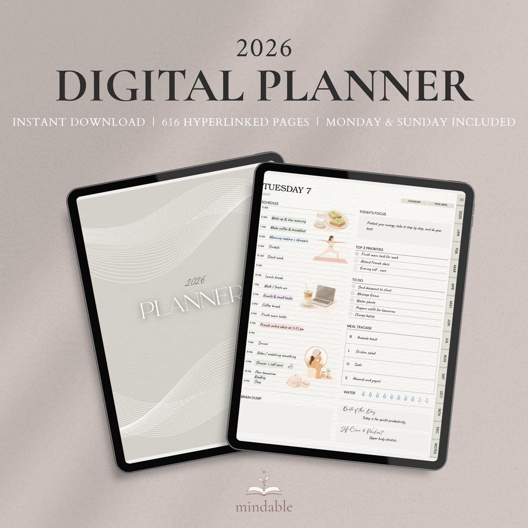 2026 Digital Planner for iPad Goodnotes ADHD Daily Weekly Monthly ...