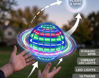 LED Flying Spinner Toy Magic Hover Ball Boomerang Flying Ball Rechargeable UFO Spin Toy Kids Outdoor Game Gift for Ages 6+