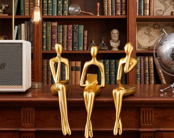 Tänkarstaty - Abstrakt guldskulptur, Hem- och kontorsinredning