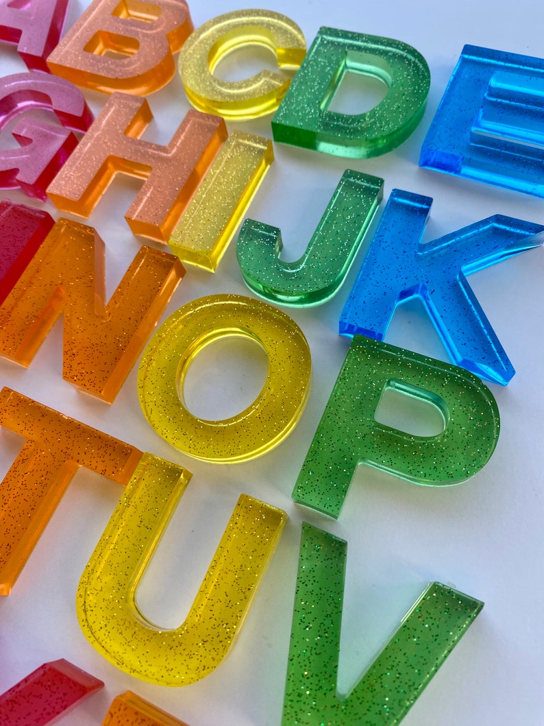 Translucent rainbow resin alphabet set image 4