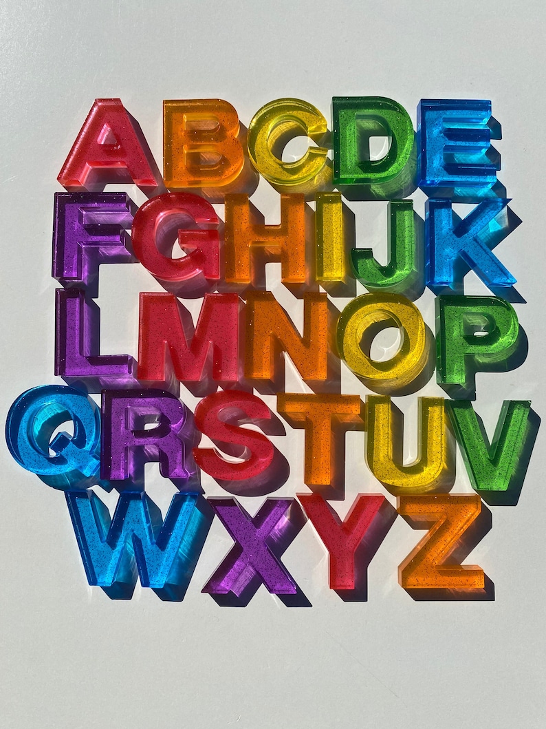 Translucent rainbow resin alphabet set image 1