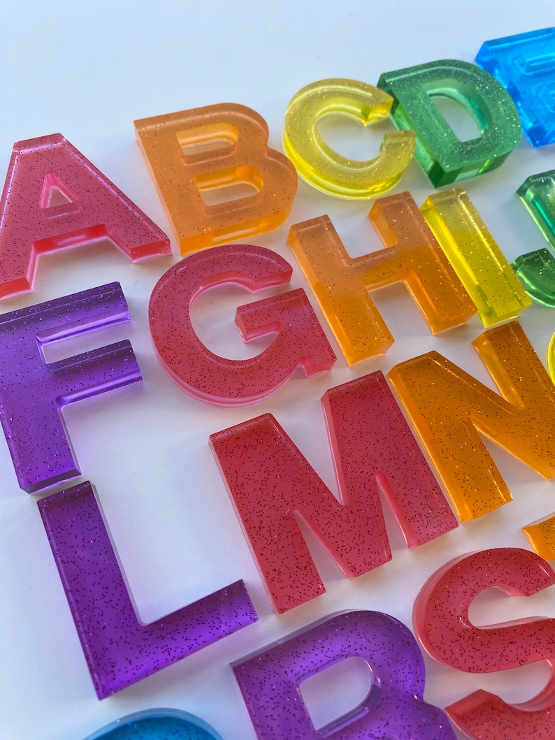 Translucent rainbow resin alphabet set image 3