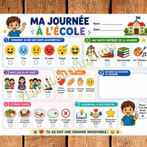 Ma Journée à l'École, Feuille de Communication École Maison, Autisme, Outil Visuel à Imprimer, Éducation Spécialisée