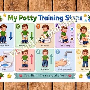 Potty Training Visual Schedule, Reward Chart, Toilet Training Steps, Autism Visual Support, Bathroom Routine Chart, Special Needs PDF PNG