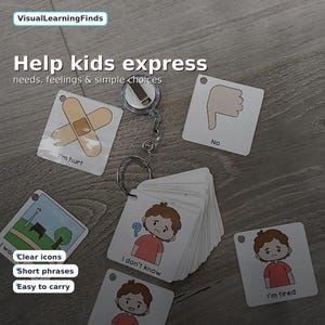 36 Visual Communication Cards for Autism & Speech Delay | Feelings + Needs Keyring Cards | AAC Printable PDF