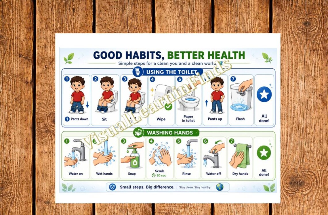 Boy Potty Training Visual Schedule | Toilet Training Steps Chart for ...