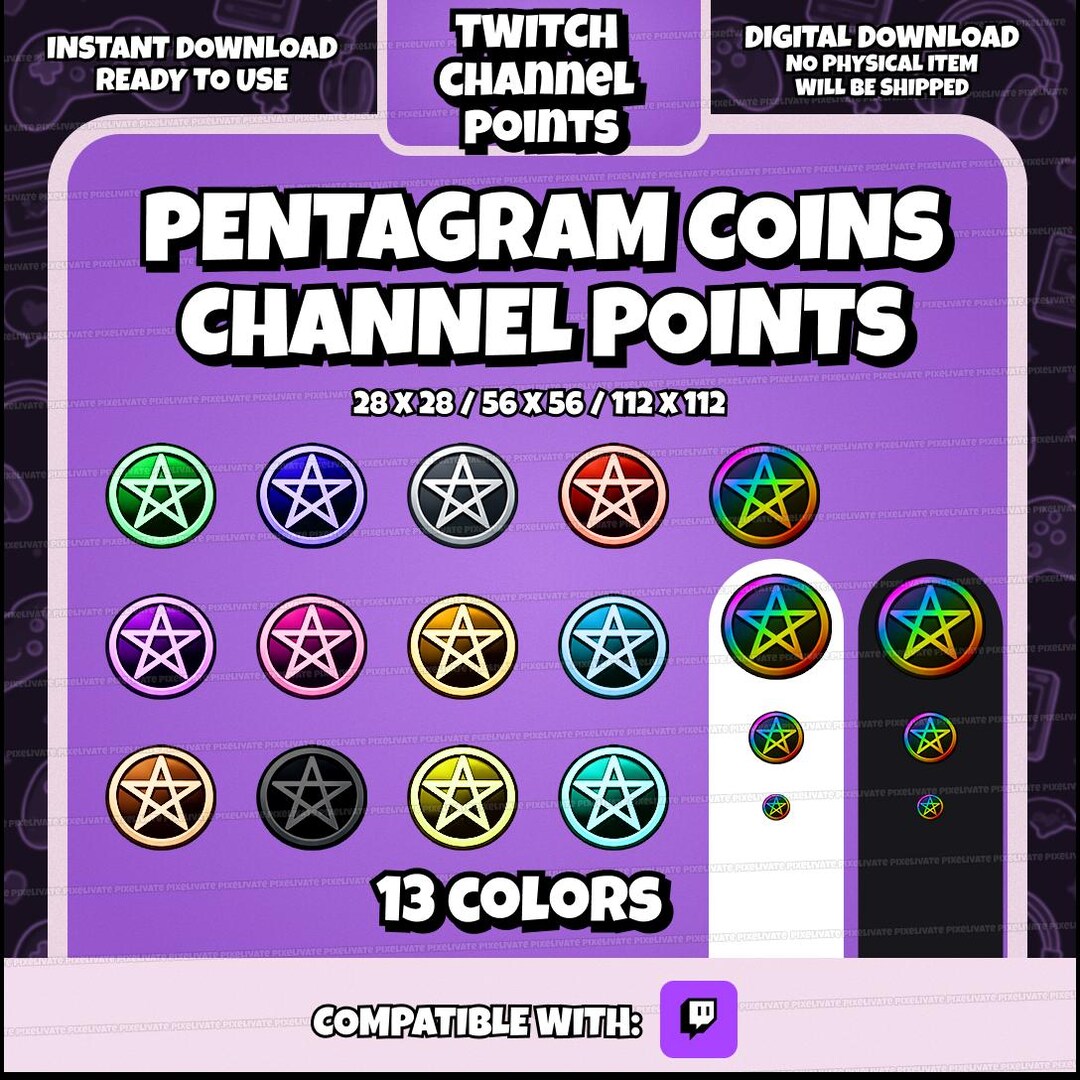 Pentagram Channel Point Icons – Twitch Streamer Emotes (digital ...