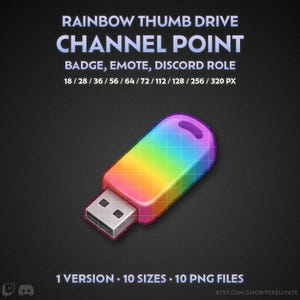 Rainbow USB Thumb Drive Emote, Twitch Channel Point Icon, Discord Role Badge (Digital Download)