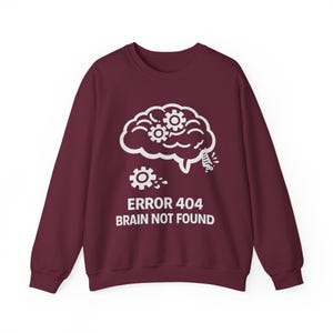 Bluza z kapturem z napisem Błąd 404 Brain Not Found | Bluza z kapturem Tech Humor
