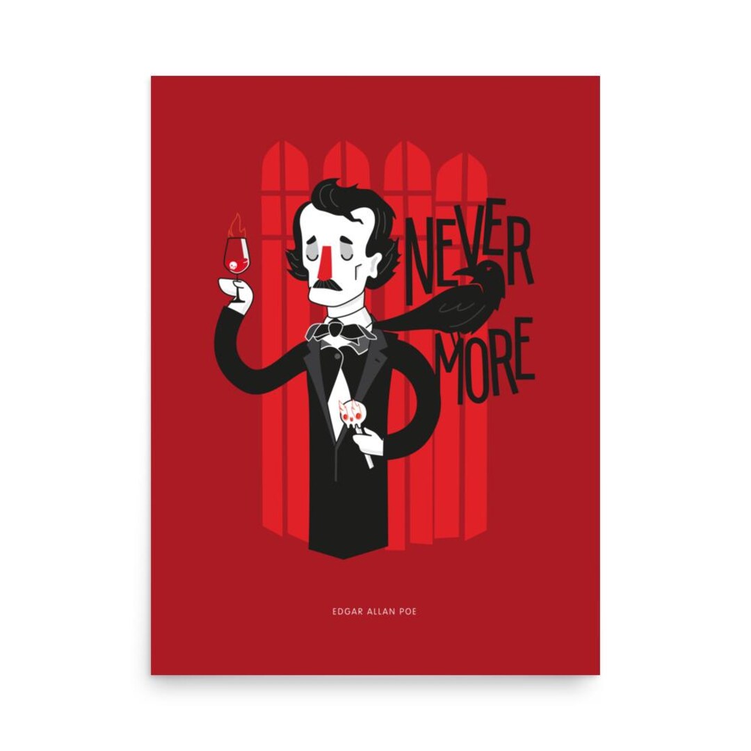 Nevermore Edgar Allan Poe Poster, Gothic Raven Wall Art, Dark Academia ...