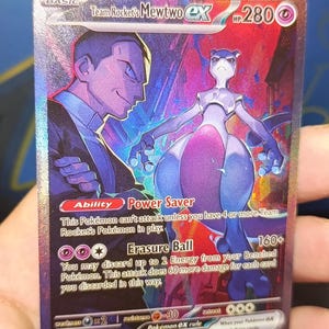 Mewtwo EX Team Rocket – Premium Textured Proxy Pokémon Card • Giovanni FanArt • Holographic Collector's Card