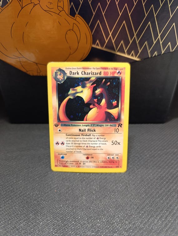 pokemon team rocket dark charizard card Dark Charizard Pokémon Card – Team Rocket 2000 Edition – Black Core Layer
