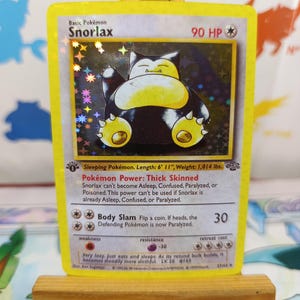 Vintage Holographic Snorlax Custom Card 27/64 – 1st Edition Style – Fan-Made Proxy Set Base/Jungle/Fossils