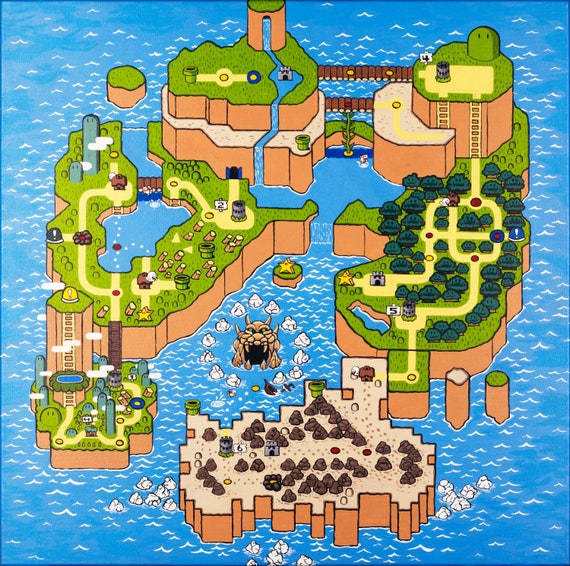 super mario world maps Super Mario World Map High Res Print Of Original Acrylic Etsy super mario world maps