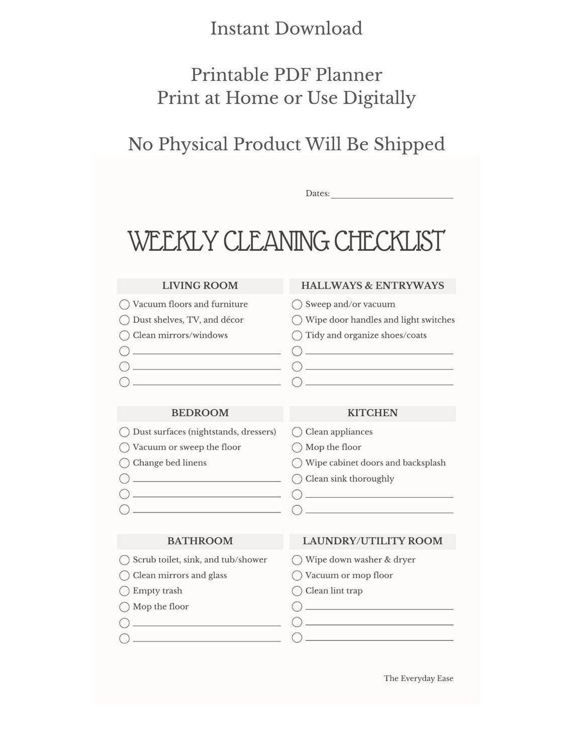 Weekly Cleaning Schedule Printable | House Cleaning Checklist | Weekly ...