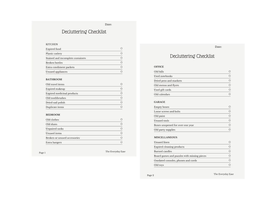 Declutter Checklist Printable | Minimalist Home Organization Planner ...