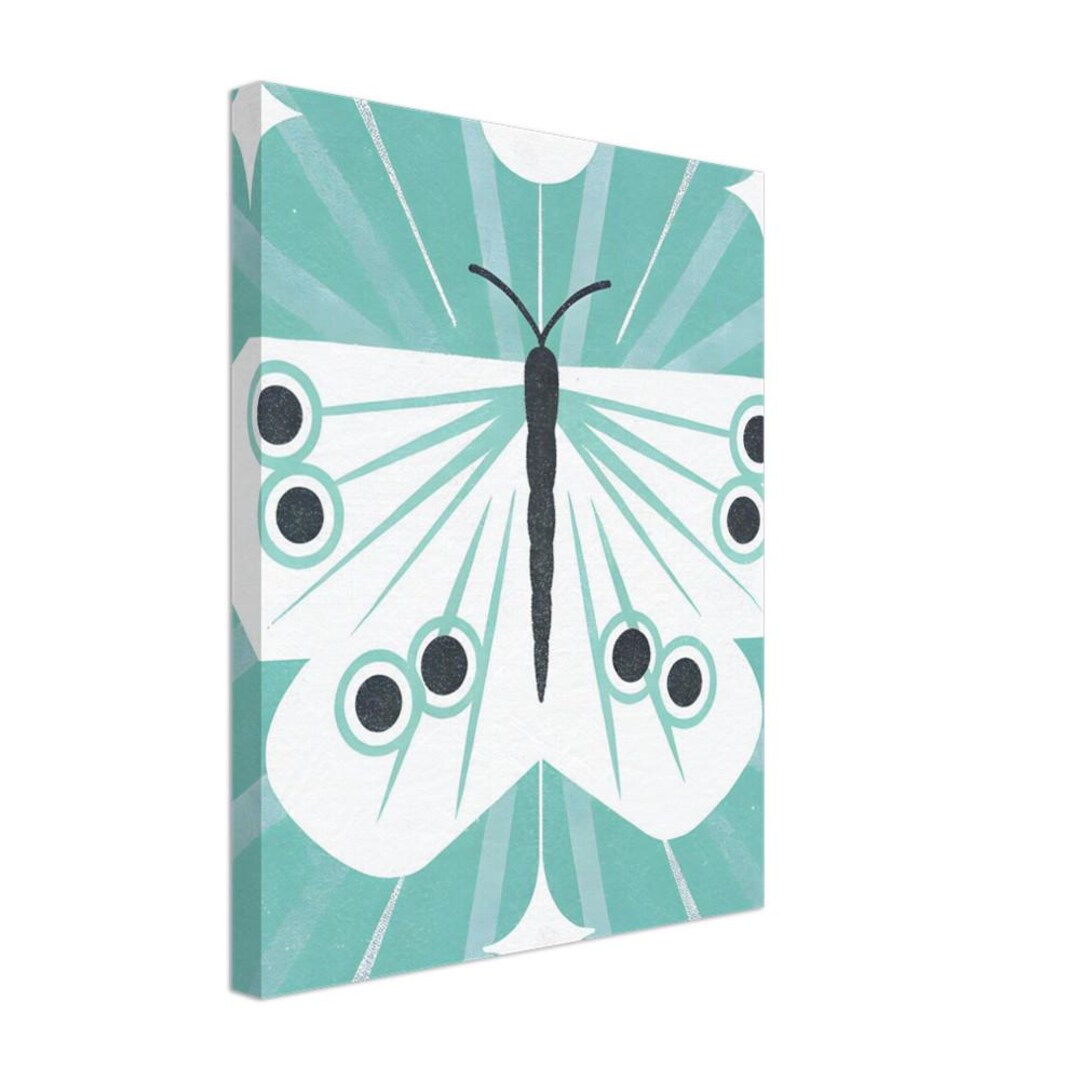 Art Deco Geometric Moth Canvas Print | Indigo Lavender Gold Nocturnal ...