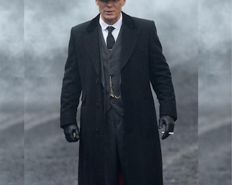 Men’s Peaky Blinders Coat - Thomas Shelby Wool Trench Coat  - Cillian Murphy Inspired Long Overcoat - Cosplay Trench Coat - Wool Duster Coat