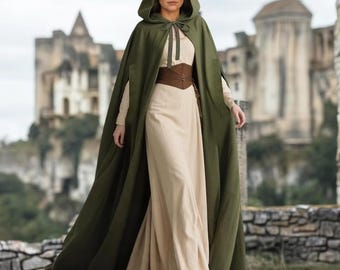 Women Medieval Hooded Cloak | Renaissance Cape | Gothic Duster Coat | Witchy Cape Costume | Fantasy Cosplay Cloak | Cottagecore Hooded Cape