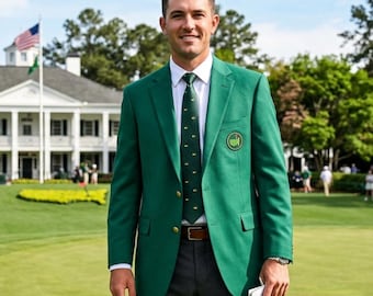Green Golf Blazer, Golf Style Jacket, Tournament Champion Coat, Green Sports Coat, Gold Button Golf Blazer, Golf Coat, Golf Gift for Men