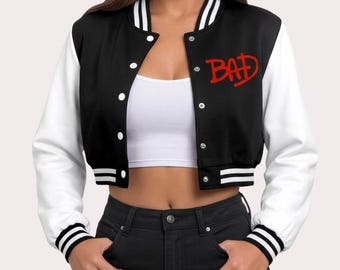 Women Cropped Varsity Jacket, Wool Body Leather Sleeves, Letterman Jacket Women, Cropped Bomber Jacket, Bad Crop Varsity Jacket, Y2k jacket