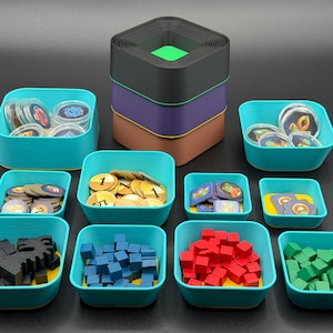 Nesting Board Game Token Trays | Two-Tone | Stackable Organizers for Components