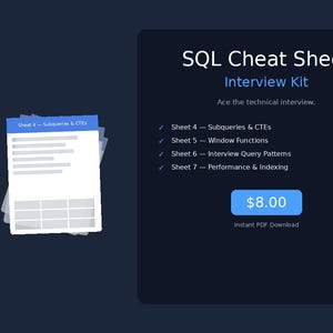 Pacchetto di promemoria per interviste SQL / Sottoquery, funzioni di finestra, modelli di query e ottimizzazione delle prestazioni