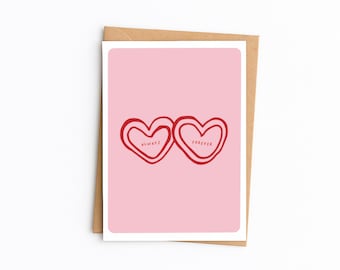 Always and Forever Card | Cute Anniversary, Love, Wedding Card with Heart Design | Handmade Red & Pink Illustration | A6 Greetings Card