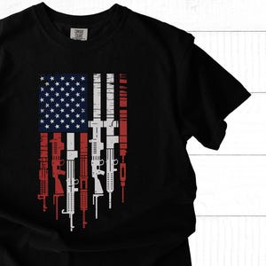 Gun Flag Shirt | Second Amendment Tee | Patriotic USA T-Shirt | American Flag Graphic | Unisex Vintage Shirt | Comfort Colors 1717