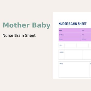 Hersenfiche moeder en babyverpleegkundige | Postpartumrapport | Afdrukbare verpleegkundige | Babyorganizer moeder | Ploegenplanner voor verpleegkundigen | Direct downloaden