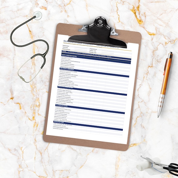 Clinical Skills Checklist for Nursing Students | Nursing School Printable | RN Skills Tracker | Clinical Rotation PDF