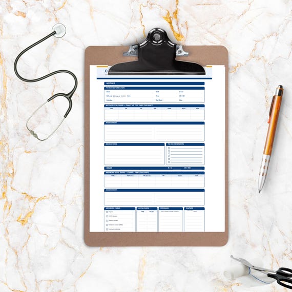 Mother Baby Nurse Brain Sheet |Couplet Care Shift Organizer (Instant Download)