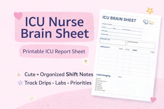 ICU Nurse Brain Sheet | Critical Care Report Organizer (Digital Download)