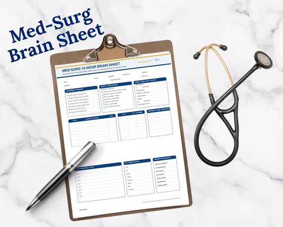 Med/Surg Brain Sheet Printable Nurse Report Sheet