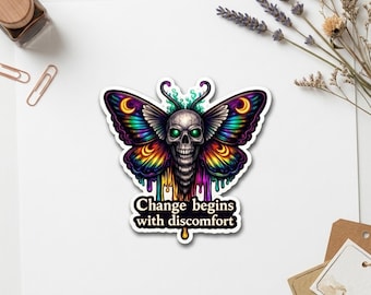 Skull Gothic Sticker – Funny Psychedelic Moth Quote Waterproof Vinyl Decal