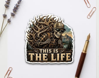 Shed Hunting Skeleton Sticker – Funny Mountain Outdoor Waterproof Vinyl Decal