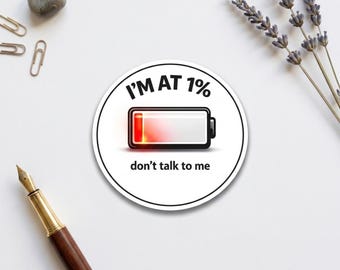 Introvert Sarcastic Sticker – Funny Low Battery Vinyl Social Humor Waterproof Decal