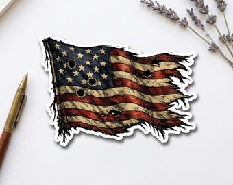 American Flag Stickers – Patriotic Pride Distressed Freedom Grunge Truck Vinyl Decal
