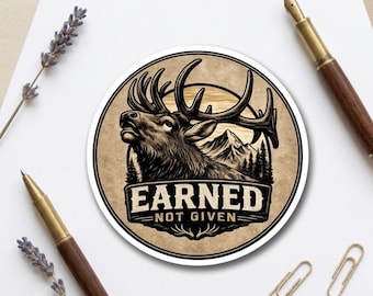 Bull Elk Mountain Sticker – Vintage Adventure Hunting Outdoor Waterproof Decal