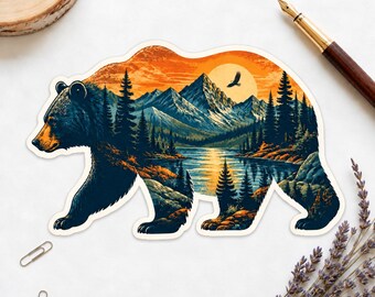 Bear Mountain Sticker, Wilderness Decal, Outdoor Adventure Sticker, Nature and Camping Gift