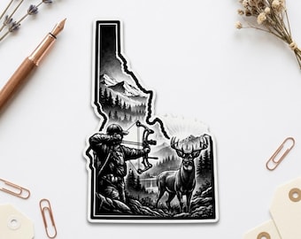 Idaho Bow Hunting deer Sticker – Mountain Waterproof Archery Vinyl Decal