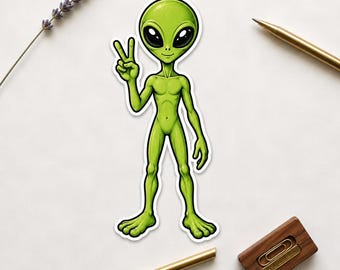 Sign UFO Decal, Sci Fi space gift foe laptop, water bottle, retro Alien lover