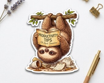 Sloth Vinyl Sticker – Funny Vintage Animal Waterproof Decal
