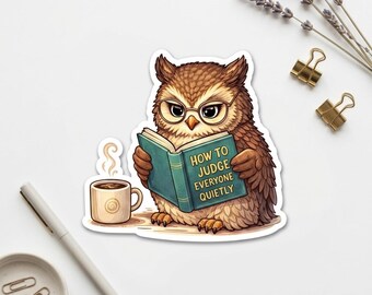 Funny Owl Vinyl Sticker – Introvert Sarcastic Animal Coffee Book Waterproof Decal