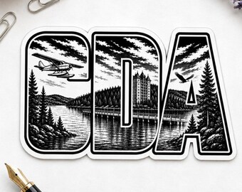 Coeur d'Alene Idaho Sticker CDA Lake Vinyl Decal Seaplane Eagle Pine Waterproof Bottle Laptop