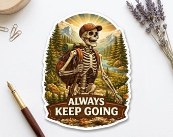 Skeleton Hiker Sticker – Funny Adventure Outdoor Waterproof Decal
