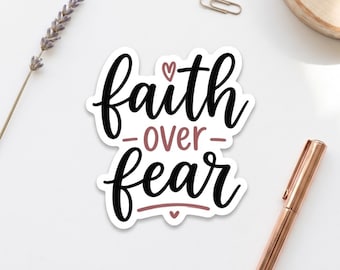 Jesus Christian Stickers – Faith Over Fear Religious Inspirational Bible Verse Decal