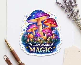 Funny Holographic Sticker – Magic Mushroom Waterproof Decal
