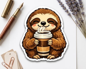 Sloth Coffee Sticker – Funny Vintage Animal Vinyl Waterproof Decal