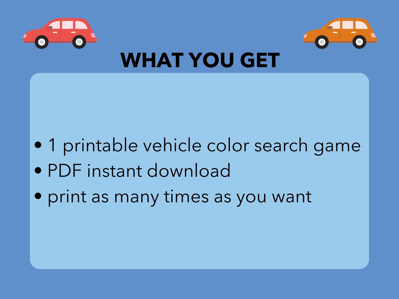 Car Color Search Printable for Kids, Road Trip Activity, Travel Game ...